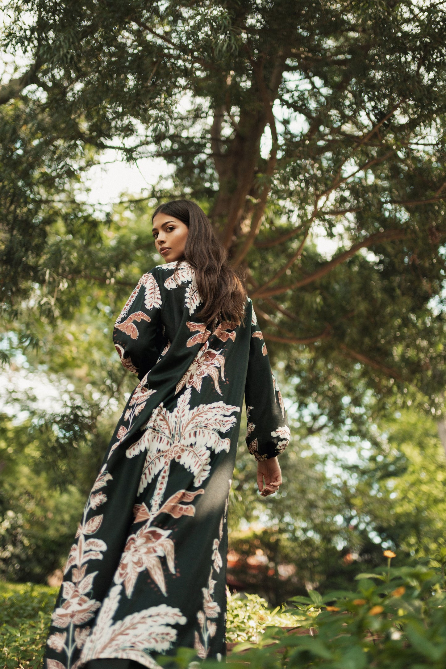 Maxi Camisa Palmeras Negra