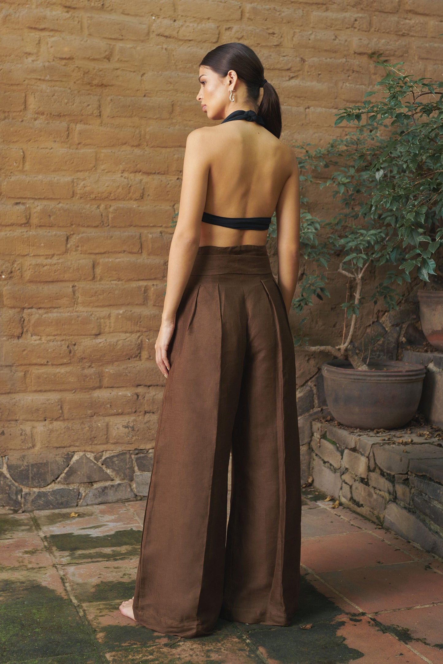 Pantalón Pinzas Café