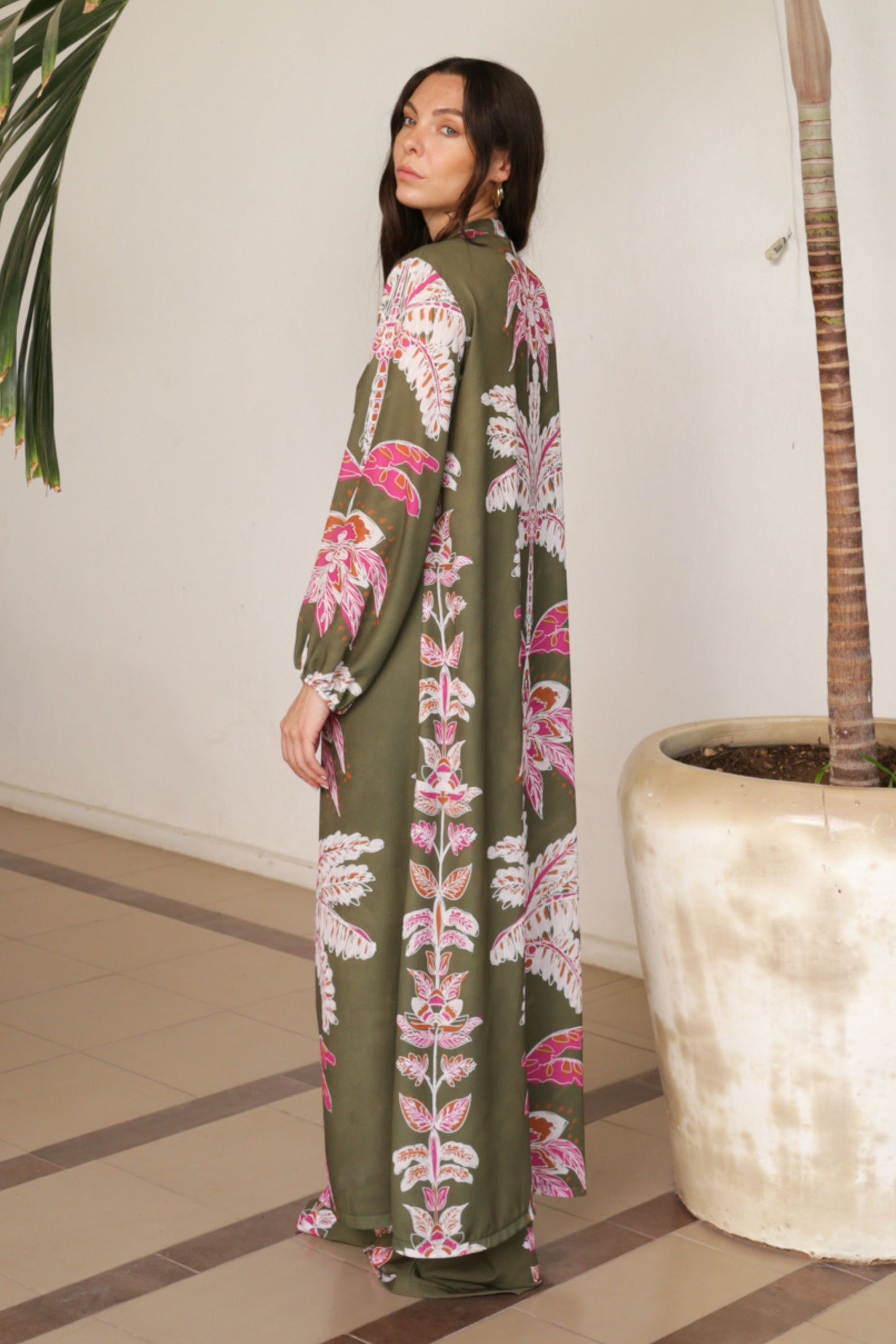 Maxi Camisa Palmeras Verde