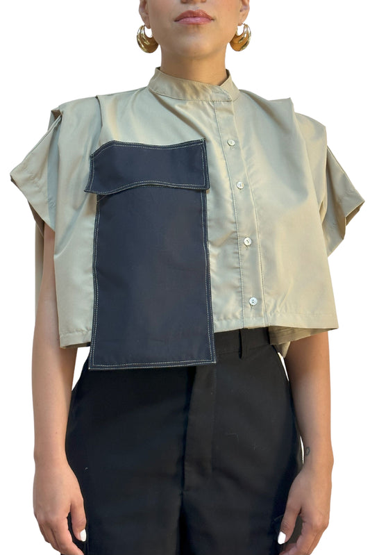 Crop caqui bolsillo