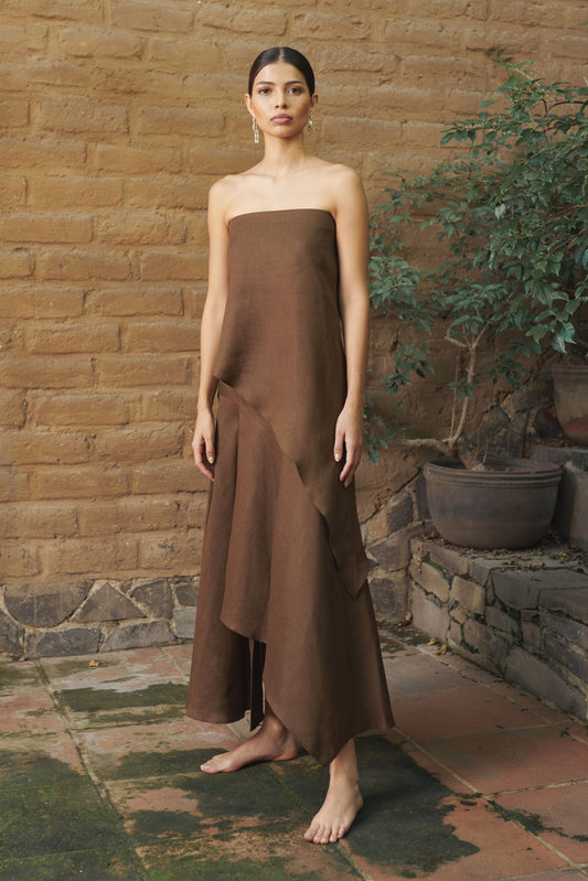 Blusa Strapless Café