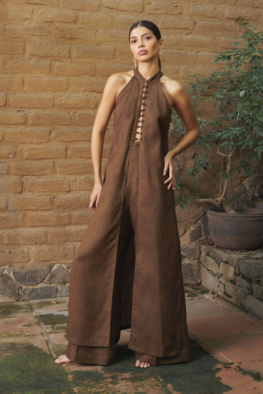 Pantalón Pinzas Café