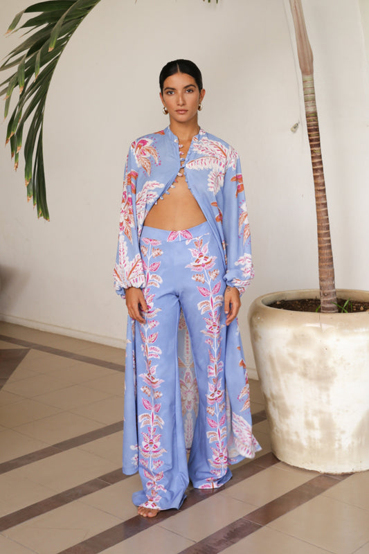 Maxi Camisa Palmeras azul